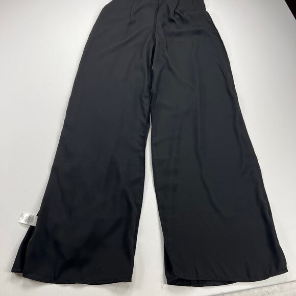 Halogen Wide Leg Halter Neck Black White Striped Flowy Jumpsuit Tie Neck Size XS - Picture 8 of 13